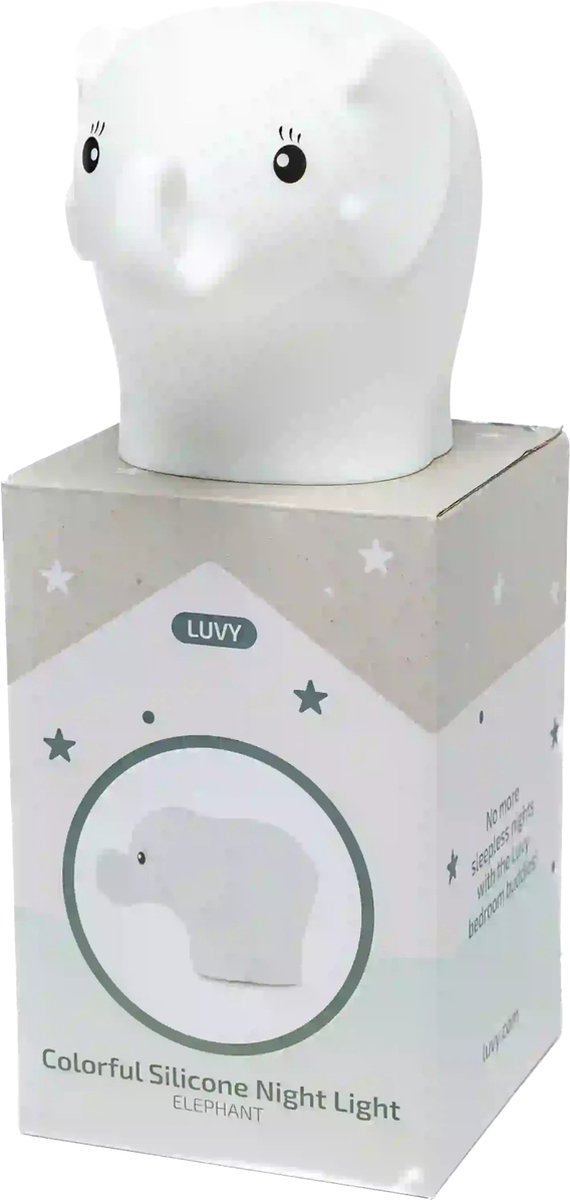 Nachtlamp - Nachtlampje - Kinderlampje - Babylampje - Nachtlamp Baby - Nachtlamp Kind - Slaaplampje - Oplaadbaar Nachtlampje - Siliconen Nachtlampje - Nachtlamp met Timer - Babykamer Lamp - Kinderkamer Lamp - Olifant Nachtlampje - Olifant Lamp van Luvy — afbeelding 5