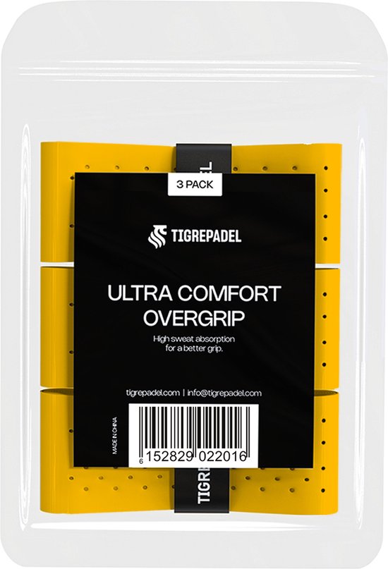 TigrePadel - Overgrip - Grip - Griptape - Ultra Comfort - Padel - Overgrip tennis - Overgrip padel - Geel - 3 stuks