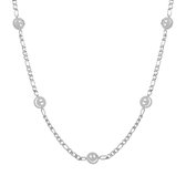 Schakelketting met smileys - Yehwang - Zilveren ketting - Stainless Steel (verkleurt niet!) - Waterproof necklace - 40 +5cm - Schakelketting dames - Kerst cadeau - Sinterklaas cadeau - Valentijn - Moederdag - Ketting voor tieners - Statement ketting