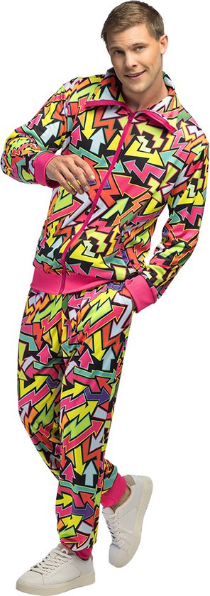 Boland - Trainingspak Street art dude UV (XL) - Volwassenen - - 80s - 90s - foute party - grappig - retro trainingspak - neon