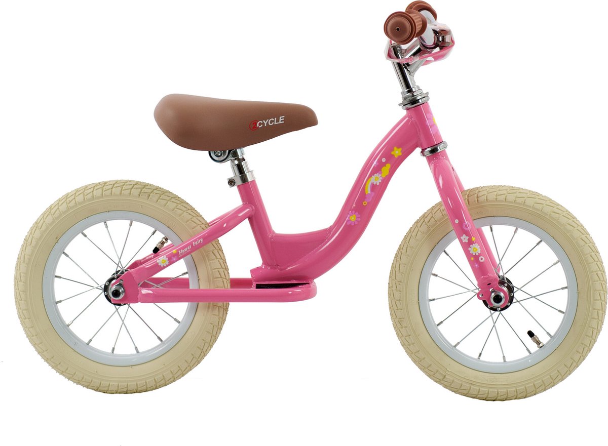 2Cycle - Loopfiets - First - Luchtbanden - Roze- Loopfiets 2 jaar - Balance bike