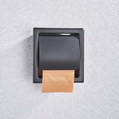 Inbouw wc papier houder -zwart RVS - 16,2x15,2x7 cm
