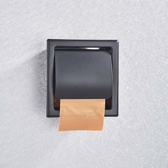 Porte-papier toilette encastrable - acier inoxydable noir - 16,2x15,2x7 cm