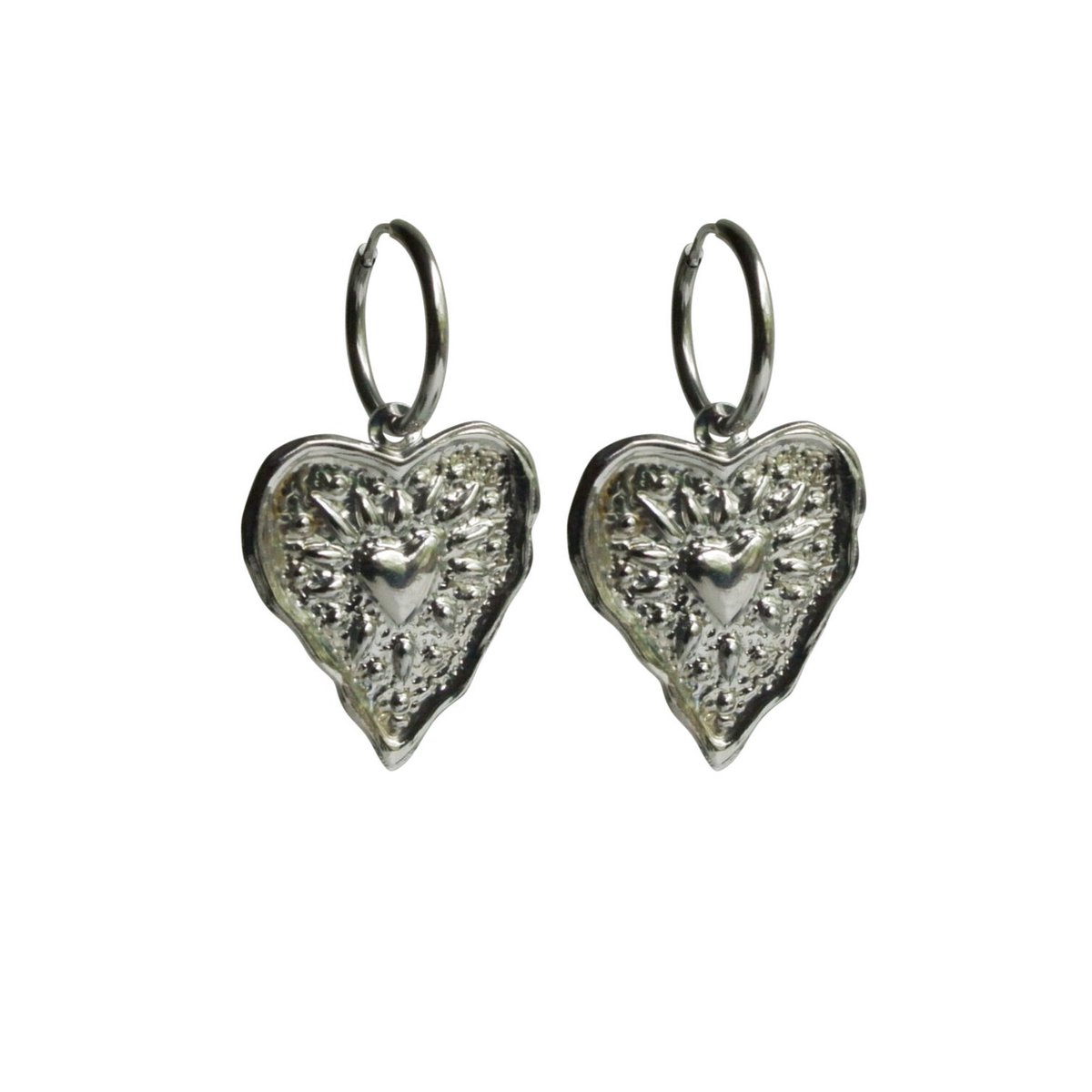 FlowJewels - oorringen - statement - hart - zilver