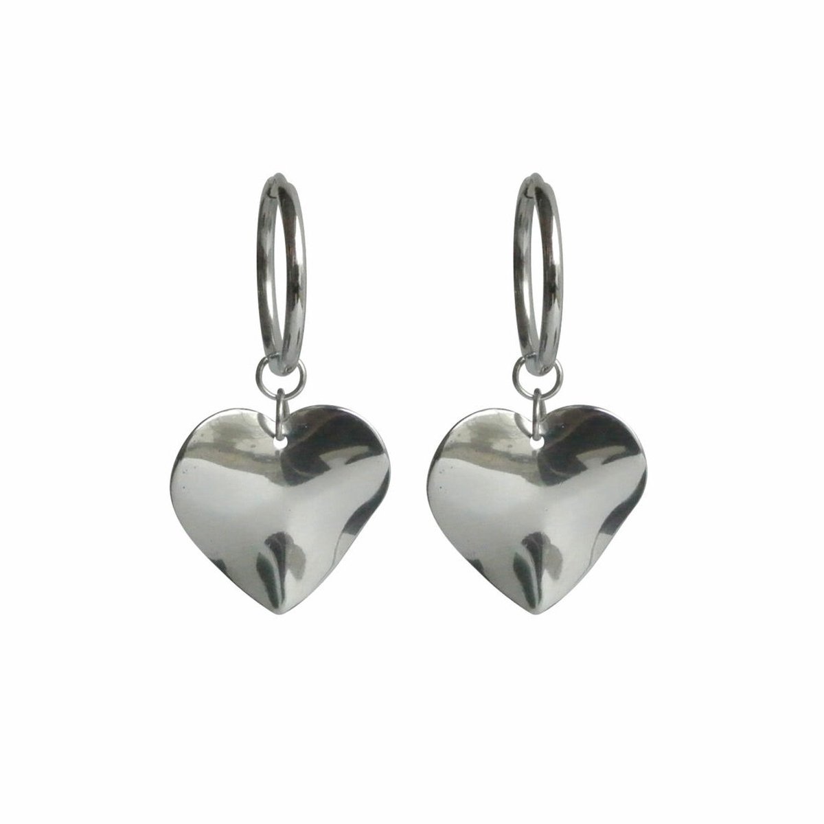 FlowJewels - oorbellen - hart - stainless steel - zilver