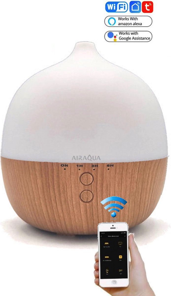 Goedkoopste AirAqua aromadiffuser Chestnut Amore - aroma diffuser - 300ml - APPcontrol Ambiancelight Timer