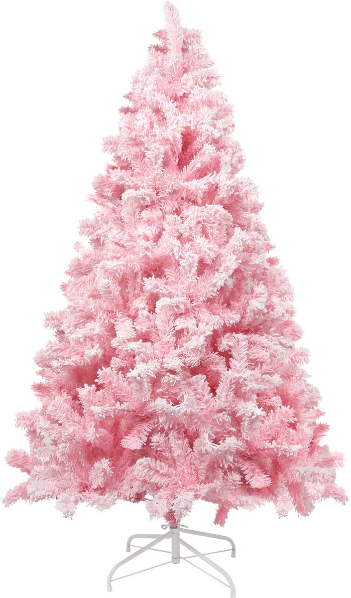 Uten Luxe uitvoering Kunstkerstboom - Kerstboom met sneeuw - H210 x Ø118 cm - 1200 Takken - Roze