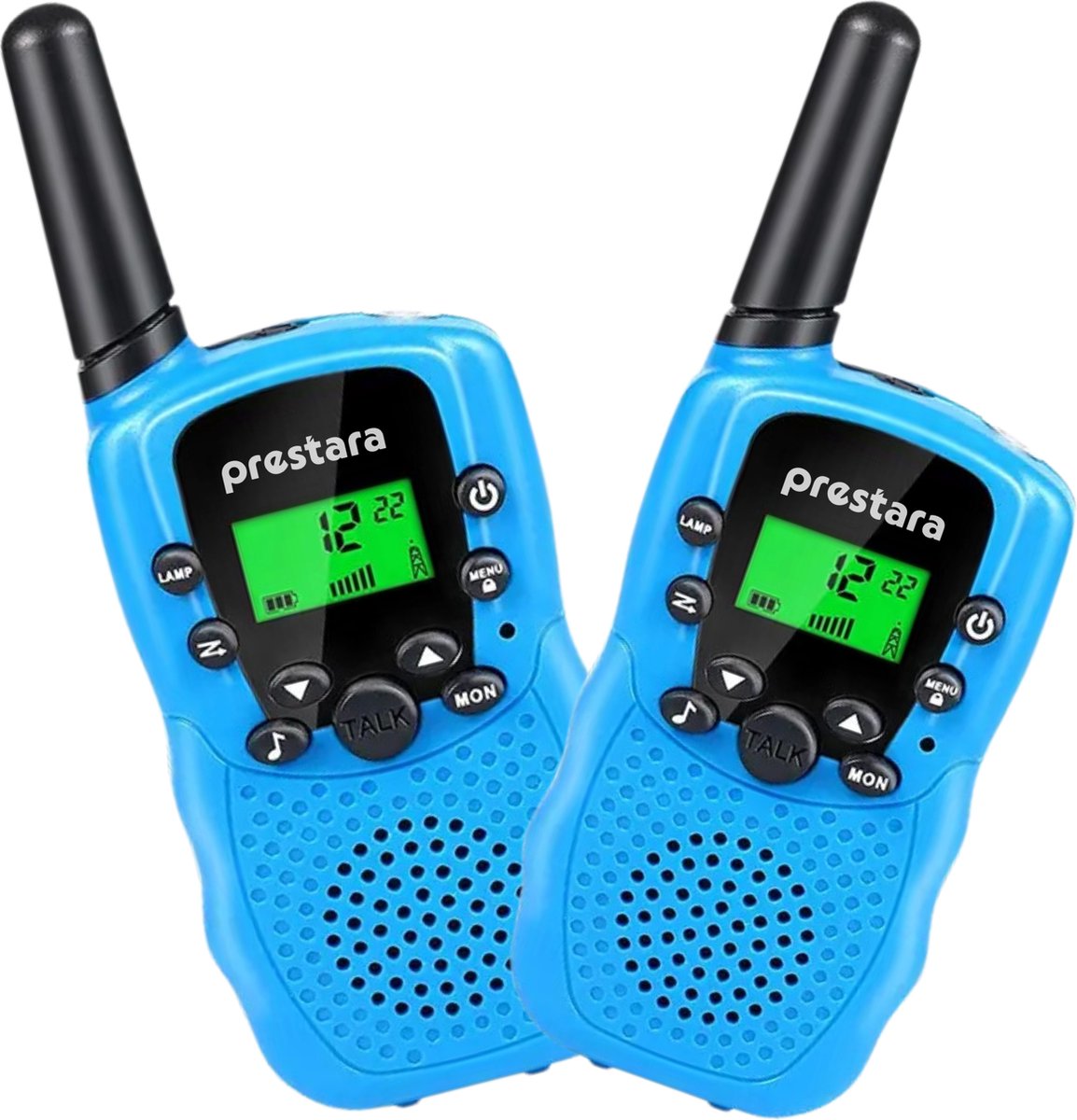 Prestara - Walkie talkies set van 2 - voor kinderen & volwassenen - met zaklamp & 22 kanalen