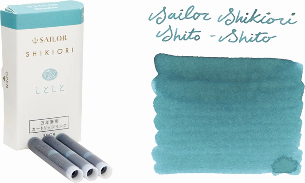 Sailor set van 3 Ink Cartridges Shikiori, Sansui Shitoshito - Licht Groen