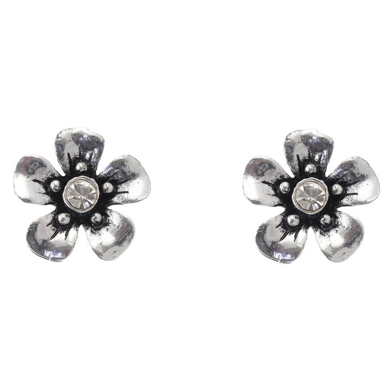 Studex 14 karaat geelgouden schietoorbel bloem kristal 5mm 432 | Lucardi-NL