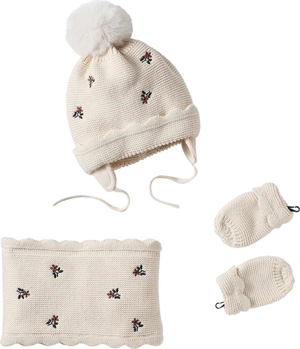Vertbaudet Set van babymeisjes muts + snood + wanten