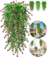 Boncy® Premium Kunstplant - Hangplant Roze/Groen Kunstplanten - Nep planten voor Binnen en Buiten - Kamer Decoratie - Nepplanten Kunst plant - Kunstbloemen
