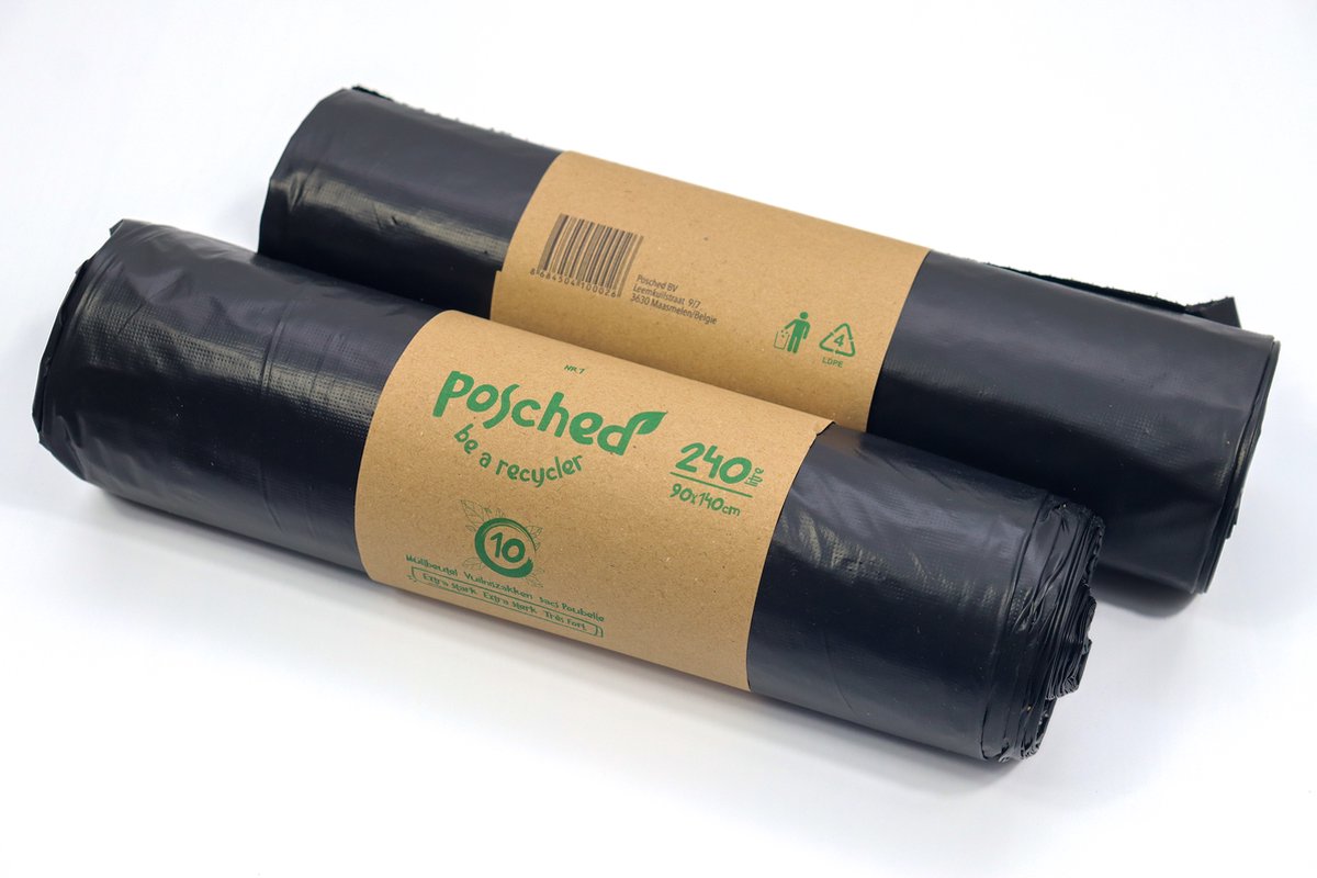 Goedkoopste POSCHED- Containerzak- Afvalzakken- Vuilniszakken- 240 liter - extra groot - 90x140 cm- 20 zakken-EXTRA DIK