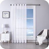 PolkaHome Semi-transparante voilegordijnen, wit, 1 paneel met zeilringen, 300 x 225 cm, lichte zachte gordijnen voor moderne slaap- en woonkamerramen