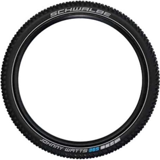 Zwarte vouwband, Schwalbe Johnny Watts 365 met profiel en witte reflecterende strepen.