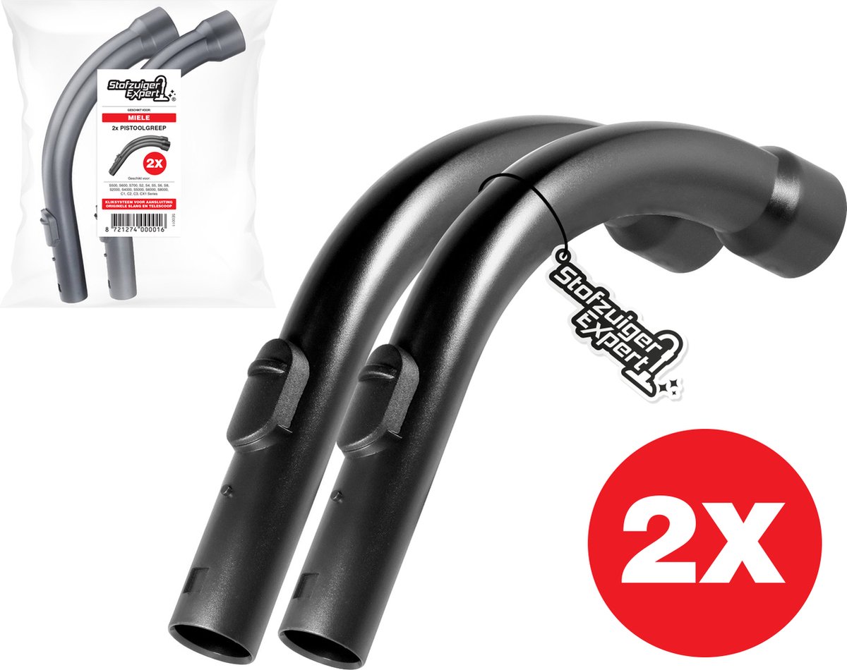 2x Vervangende Handgreep geschikt voor O.a. Miele C1, C2, S2000, S4000, S5000, S6000, S8000, S2, S4, S5, S6 en S8 series - Pistoolgreep van hoge kwaliteit - Simpel zelf uw greep vervangen van uw stofzuiger!