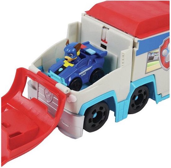 PAW Patrol The Mighty Movie - Pup Squad Patroller speelgoedtruck met Mighty Pups Chase Squad speelgoedauto
