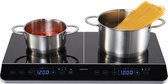 MEDION dubbele inductiekookplaat met twee kookplaten, 3500 watt, 10 temperatuurniveaus, LED-display, MD 15324, zwart