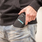 Backcover hoesje met pashouder - Geschikt voor iPhone 12 hoesje - Pasjeshouder shockproof case - Ruimte voor pasjes - Siliconen hoesje zwart