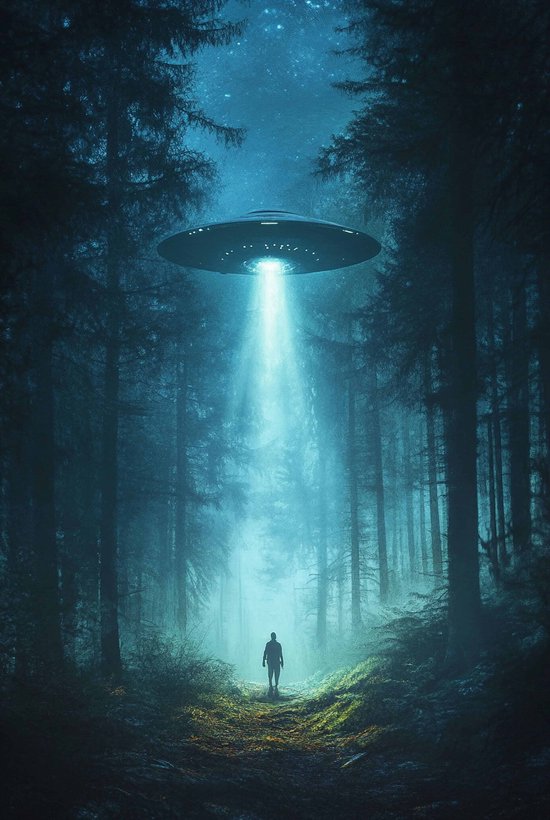 Alien Poster - Ruimteschip - Wetenschappelijke - Avontuurlijke - Sci-Fi - Mystieke - posters - formaat 50x70cm - Wanddecoratie - S4327
