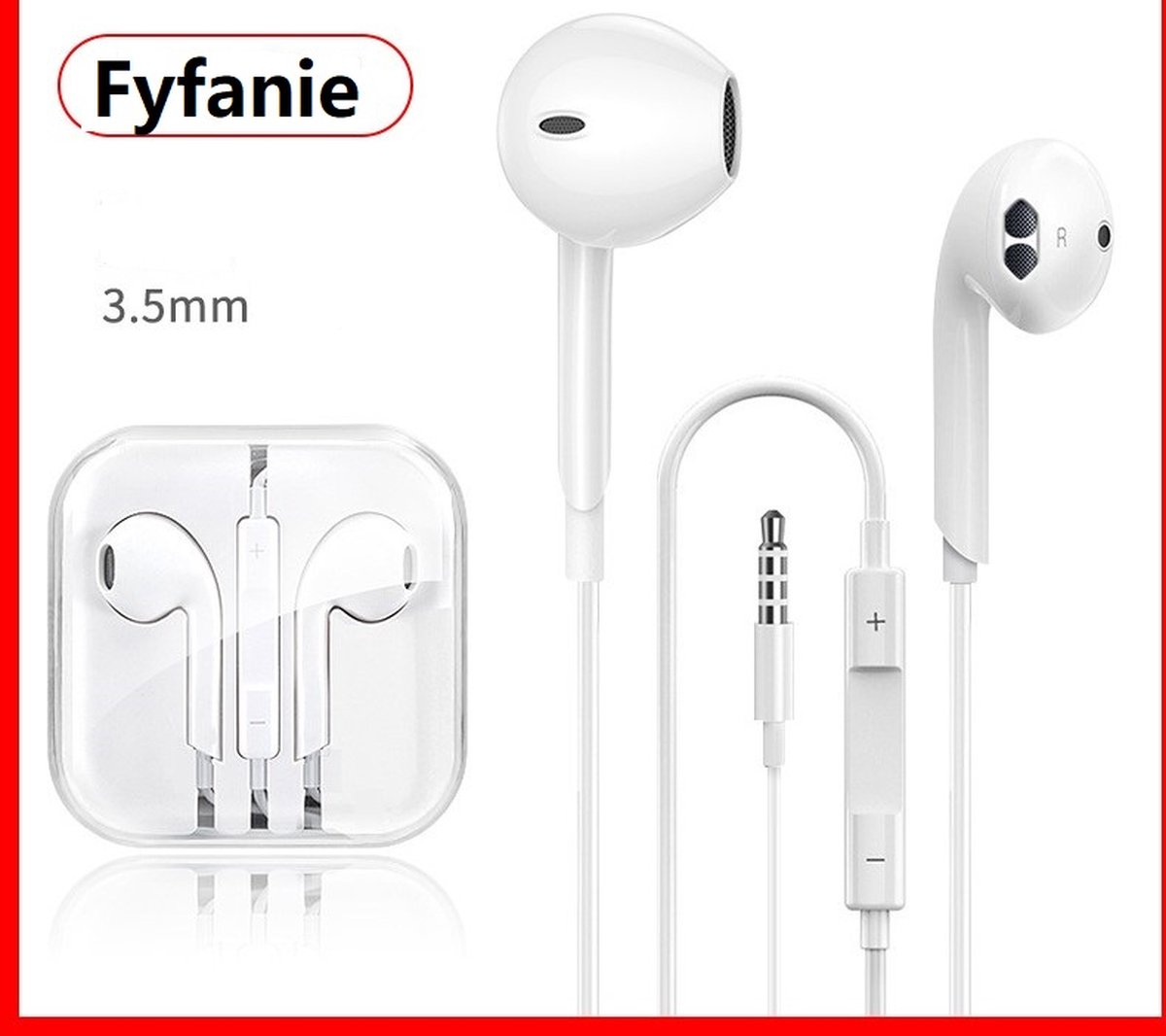 Stereo earphones - 3,5mm plug -Oortje met Microfoon- In-Earphone 3.5mm Jack Aux - Wit