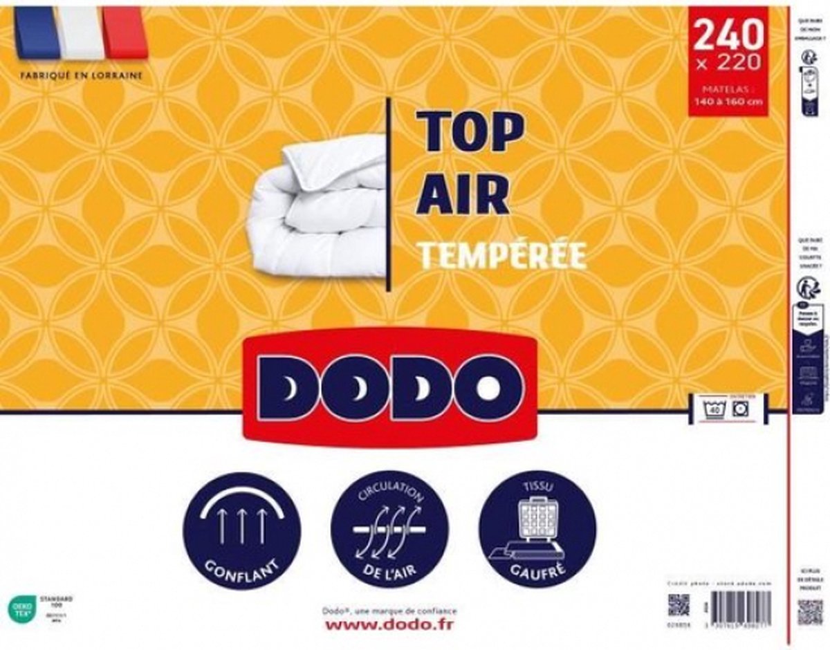 Gematigd dekbed - DODO - TOP AIR - 220 x 240 cm - 300G/M² - Wit
