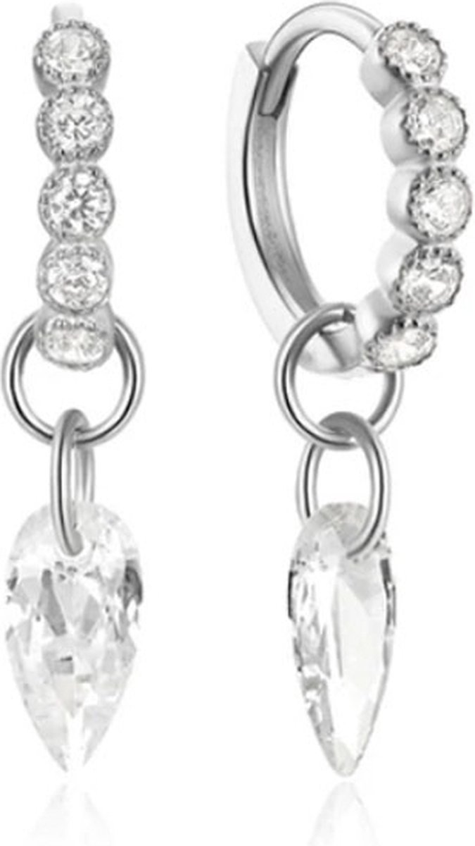 Tijdloze Elenza Zilveren Oorbellen met Witte Zirkonia – Elegante Dames Sieraden
