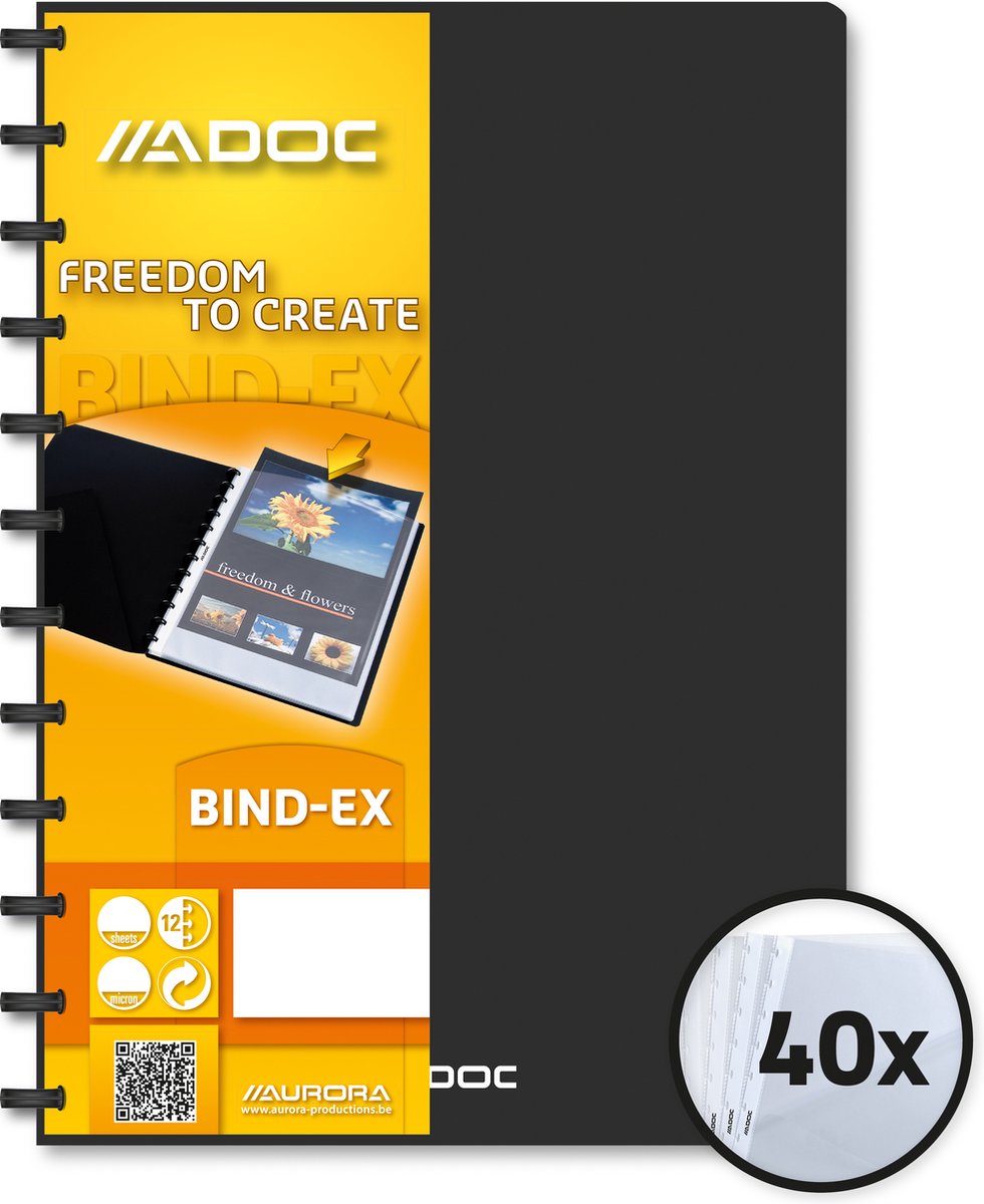 Adoc Bind-Ex A4 Standaard 40 hoezen Zwart