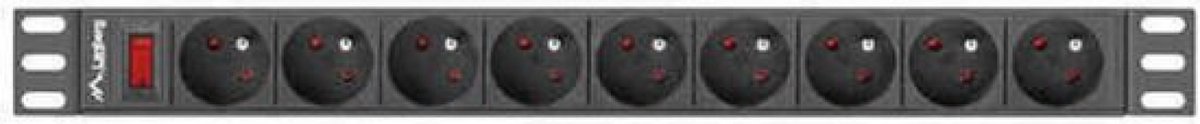Lanberg Serie - 1U 16A PDU 19" - 9x PL - 3m - Zwart