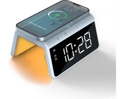Caliber Wekker - Draadloze Oplader - Wake-up Light - Digitale wekker - Wekkers digitaal - Digitale klok - Blauw (HCG019QI-PB)