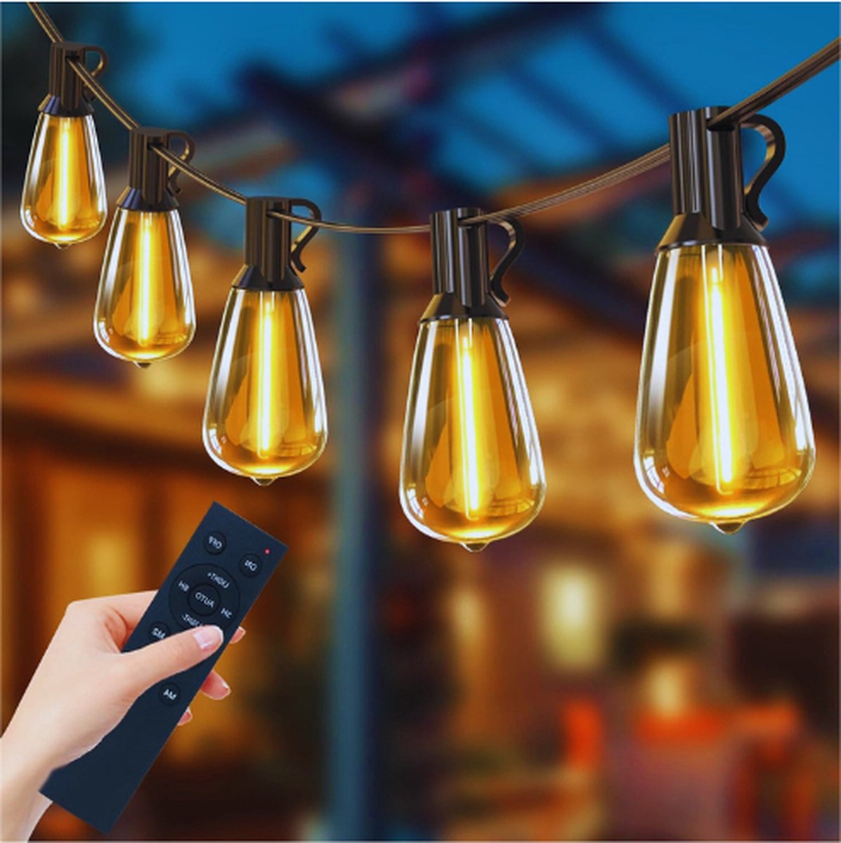 Lichtsnoer Voor Buiten - 35,5 M, Dimbaar - Met Afstandsbediening - 50 + 2 ST38 Lichtketting - Gloeilampen - Buiten - 4 Modi - Waterdicht - LED-Lichtketting Voor Buiten - Voor Terras - Tuin - Balkon