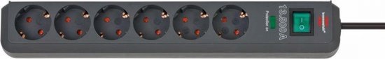 Parafoudre Brennenstuhl Eco-Line avec 6 contacts / noir - 1,5 mètre