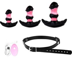 Vibrerende mond gag - Set van 3 - Knevel - 10 vibratiestanden - Paard dildo - Remote