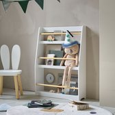 Petite Amélie Houten Boekenrek kind - Kinderboekenkast met Drie Schappen - Montessori boekenkast voor kinderkamer - Wit en Naturel
