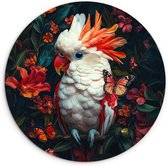 WallCircle - Wandcirkel 30x30 - Kaketoe - Vlinders - Bloemen - Veren - Dieren - Ronde schilderijen woonkamer - Wandbord rond - Muurdecoratie cirkel - Kamer decoratie binnen - Wanddecoratie muurcirkel - Woonaccessoires