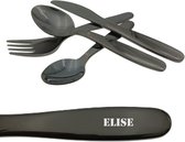 Couverts pour enfants avec gravure de nom sympa - Elise - Zwart