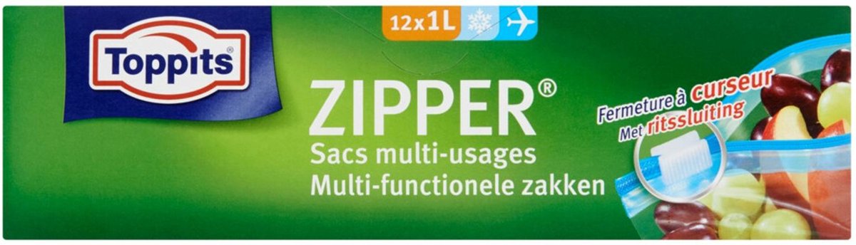 Goedkoopste 3x Toppits Zipper Multi-Functionele Zakken 1 liter 12 stuks