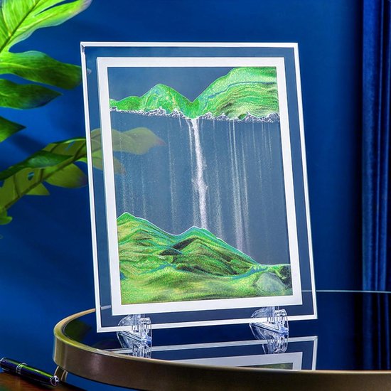 Veranda Decoratie Tafel Decoratie Bewegend Zand Kunst Foto Rond Glas 3d Natuurlijk Landschap Stromend Zand Frame Zandlopers Decor Voor Home Ns2