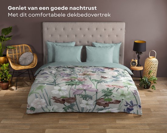 STOF - Dekbedovertrek afmetingen: 240 x 220 cm – 100% katoen Oeko-Tex gecertificeerd – kleur petrol – model Eden – beddengoed voor huis – ideaal queensize of standaard tweepersoonsbed – voor STOF - Dekbedovertrek afmetingen: 240 x 220 cm – 100% katoen Oeko-Tex gecertificeerd – kleur petrol – model Eden – beddengoed voor huis – ideaal queensize of standaard tweepersoonsbed – voor