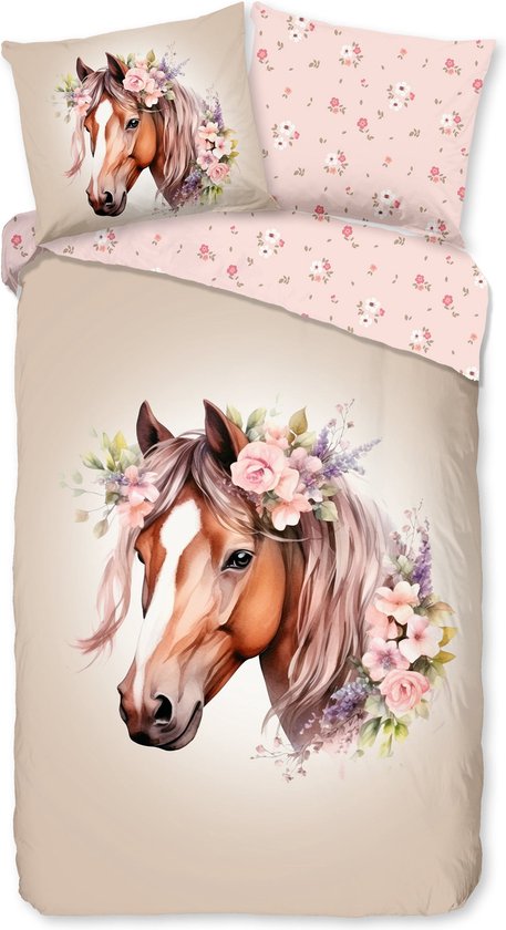 Kinderdekbedovertrek Paarden en Bloemen