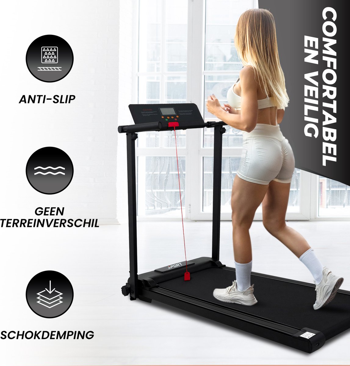 Afbeelding 3 van Fitby Loopband - Loopband inklapbaar - Walking Pad - Wandelband - 1-8km/u - LED scherm - Zwart