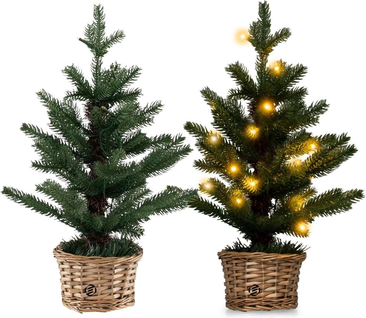 Equivera Mini Kerstboom - Kleine Kerstboom - Mini Kerstboompje met Verlichting - Mini Kerstboom met Lampjes - Mini Kerstboom met Decoratie - Mini Kerstboom met Versiering - Minikerstboom - Kerst Decoratie - Kerstversiering