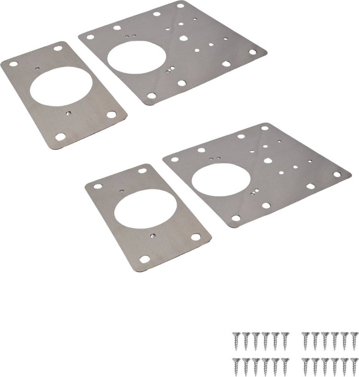 Hoexs Meubelscharnier Reparatieset - 4 stuks - +24 Schroeven - Keukenkast - Verstevigen Softclose Scharnier - Reparatie Plaat