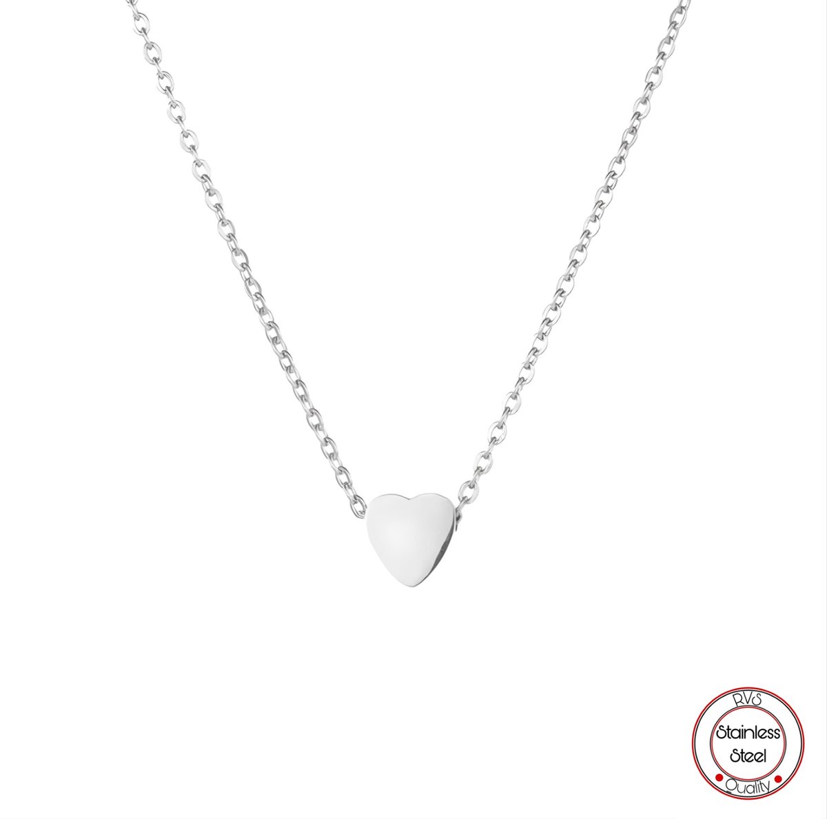 Borasi Hartje Ketting | Zilverkleurig | Dames Ketting | Minimalist Ketting | Dames Ketting