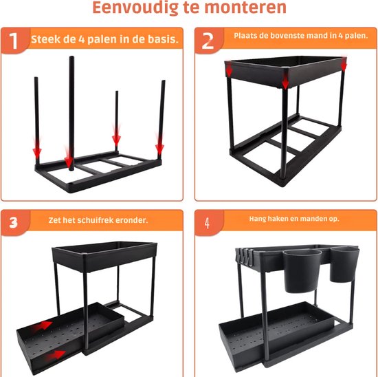 LANTUS Opbergmand, rek voor onder de gootsteen, 2 uittrekbare manden, stapelbaar, voor opslag in kast, met laden, voor keuken, slaapkamer, kruidenrek, wit, 2 stuks LANTUS Opbergmand, rek voor onder de gootsteen, 2 uittrekbare manden, stapelbaar, voor opslag in kast, met laden, voor keuken, slaapkamer, kruidenrek, wit, 2 stuks