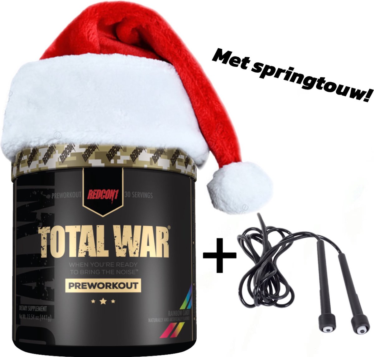 Goedkoopste Redcon1 Total War Preworkout- 30 Serving-Rainbow Candy- met Springtouw!