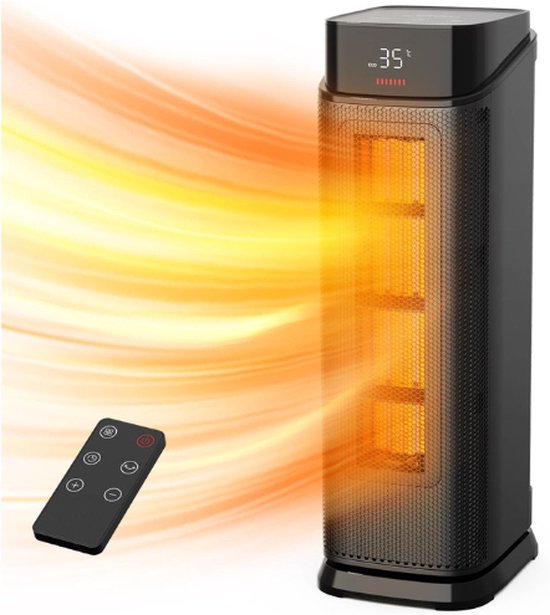 Foto: Elektrische kachel ptc heater met eco modus 2000w 4 modi thermostaat 24uur timer 90 oscillatie afstandsbediening oververhittings en omvalbeveiliging fluister verwarming voor kamers