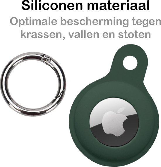 Étui adapté pour étui porte-clés Apple AirTag Pendentif en Siliconen - Étui adapté pour étui porte-clés pendentif Apple AirTag - Vert foncé - 4 PACK