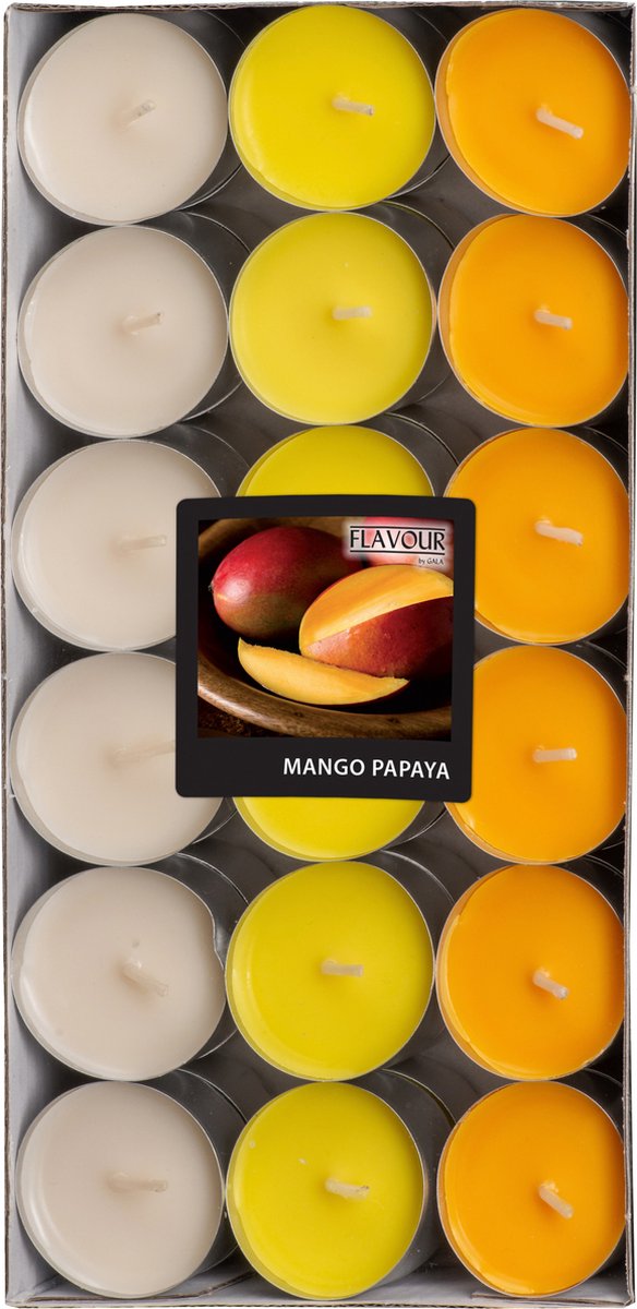 Conpax Geur theelichtjes/waxinelichtjes - Mega pack - 36x - Mango-papaya aroma - 4,5 branduren