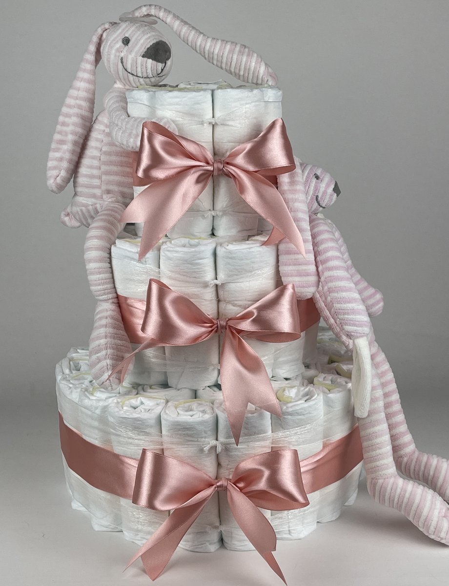 Goedkoopste Chouette-Chouette | Luiertaart Meisje | Kraamcadeau | Geboorte Meisje | Babyshower | Happy Horse Konijn Reece Roze - donker Poeder Roze